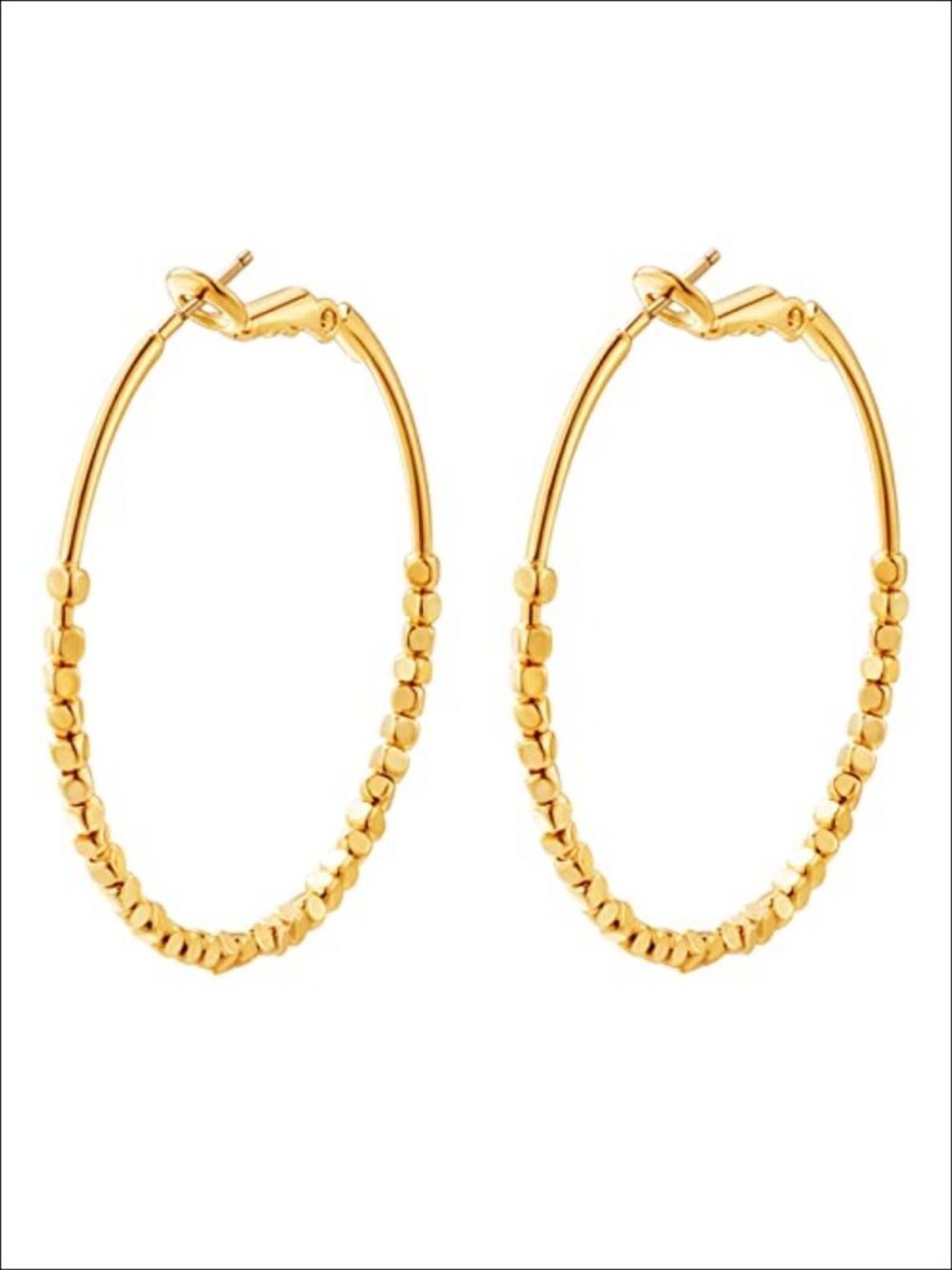 14k Gold Plated Hoop Earrings Dainty Pearl Disc Coin Bead Dangle Drop Women
